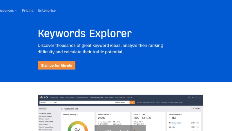 Keyword explorer tool